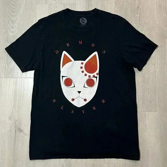 Demon Slayer Kimetsu no Yaiba Tanjiro Warding Mask Black T-Shirt  Men's L Manga - Picture 2 of 4